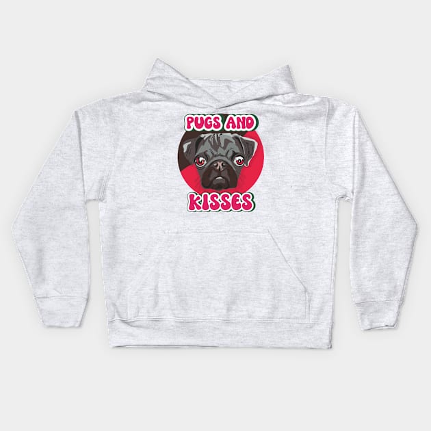 Pugs and kisses Kids Hoodie by HomeCoquette